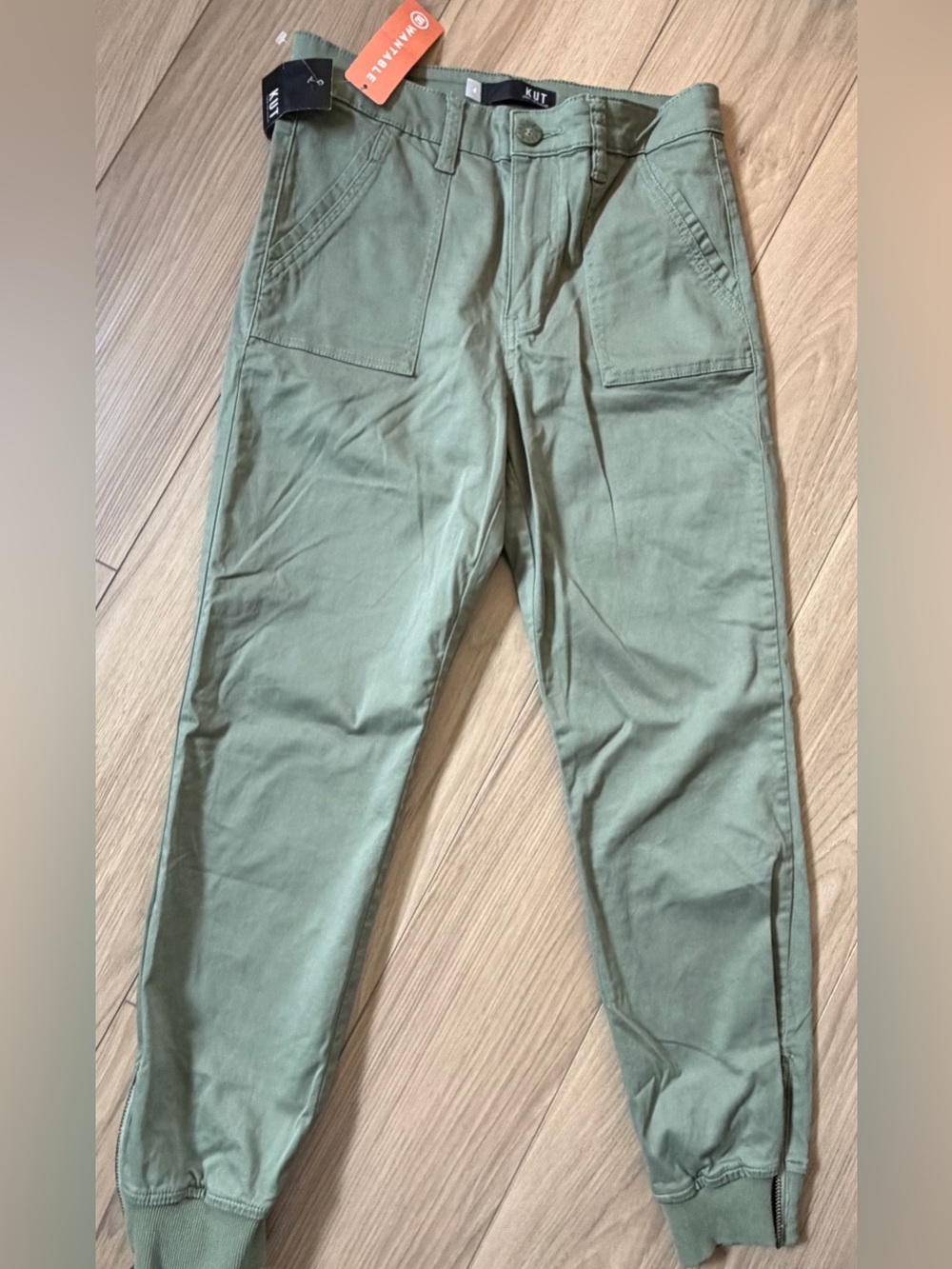 NWT Kut from the Kloth Wonens Herb Green Chris High Rise Jogger Pant Sz 4